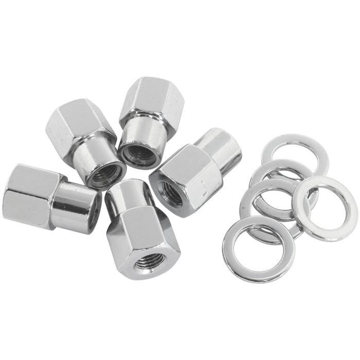 Aeroflow AF3038-6000 0.550" Shank Open Chrome Wheel Nuts - M14 x 1.50mm Pack of 5, Washer Seat with Shank