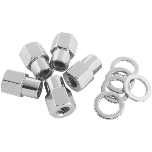 Aeroflow AF3038-6000 0.550" Shank Open Chrome Wheel Nuts - M14 x 1.50mm Pack of 5, Washer Seat with Shank