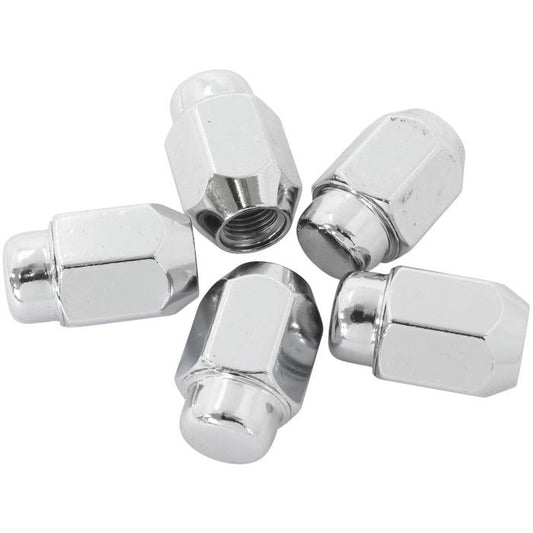 Aeroflow AF3042-2000 Acorn Medium Closed Chrome Wheel Nuts - 1/2-20" Pack of 5, 60 Degree Taper