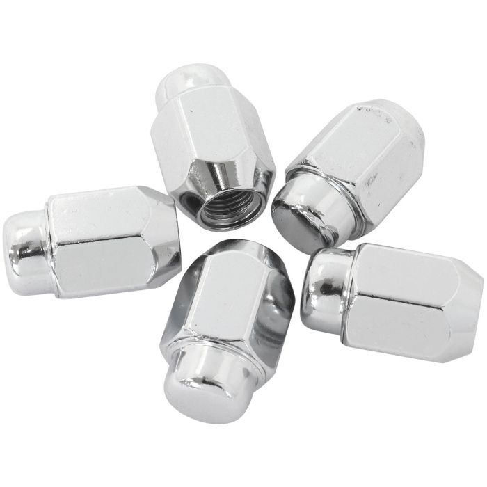 Aeroflow AF3042-2000 Acorn Medium Closed Chrome Wheel Nuts - 1/2-20" Pack of 5, 60 Degree Taper