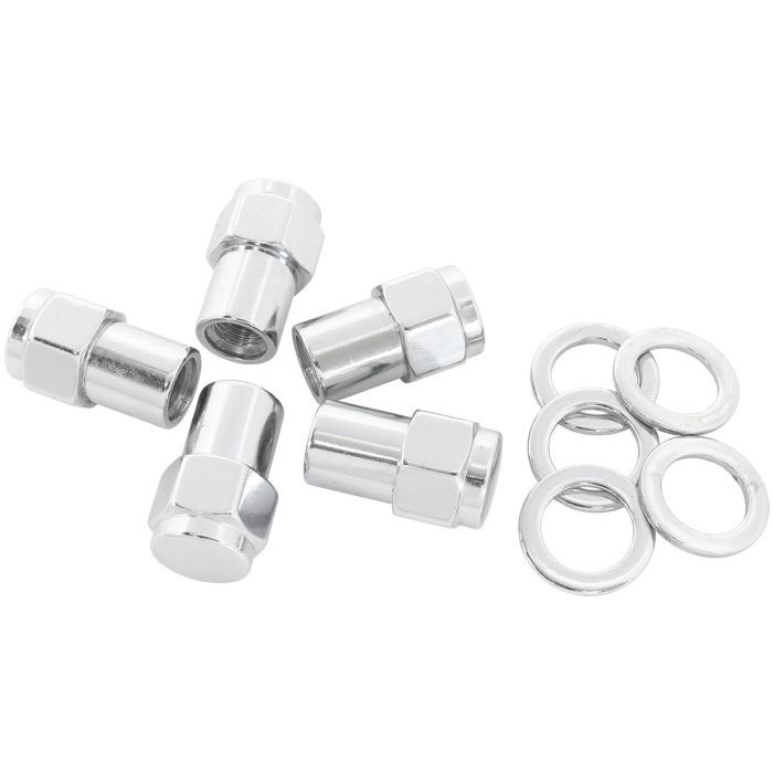 Aeroflow AF3042-6000 0.550" Shank Closed Chrome Wheel Nuts - 1/2-20" Pack of 5, Washer Seat with Shank