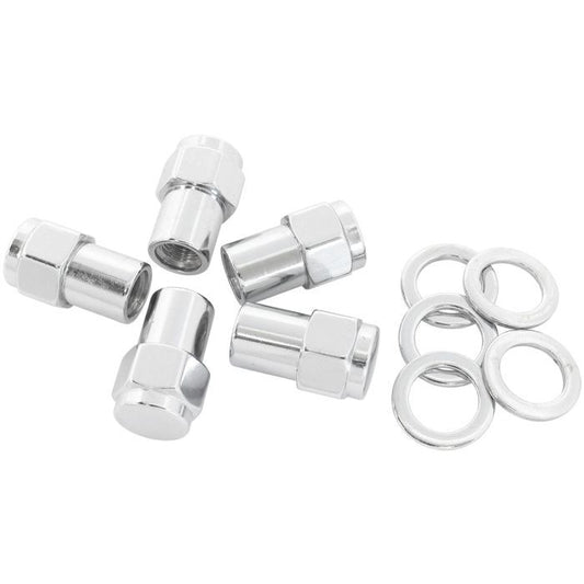 Aeroflow AF3042-6000 0.550" Shank Closed Chrome Wheel Nuts - 1/2-20" Pack of 5, Washer Seat with Shank