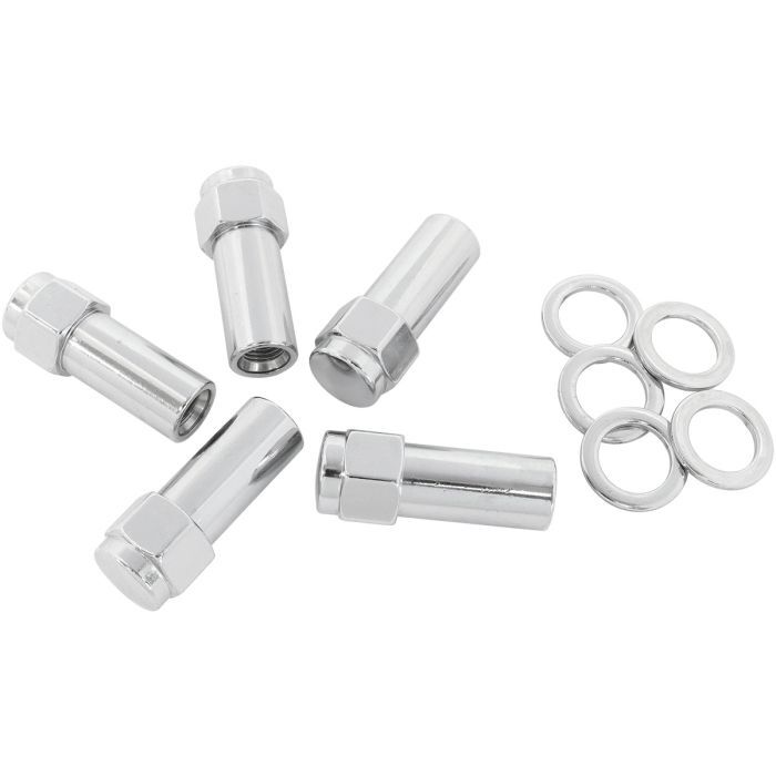 Aeroflow AF3045-9000 1.380" Shank Closed Chrome Wheel Nuts - M12 x 1.25mm Pack of 5, Washer Seat with Shank