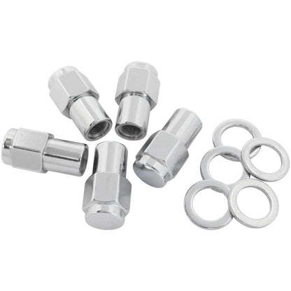 Aeroflow AF3048-7000 0.750" Shank Closed Chrome Wheel Nuts - M14 x 1.50mm Pack of 5, Washer Seat with Shank