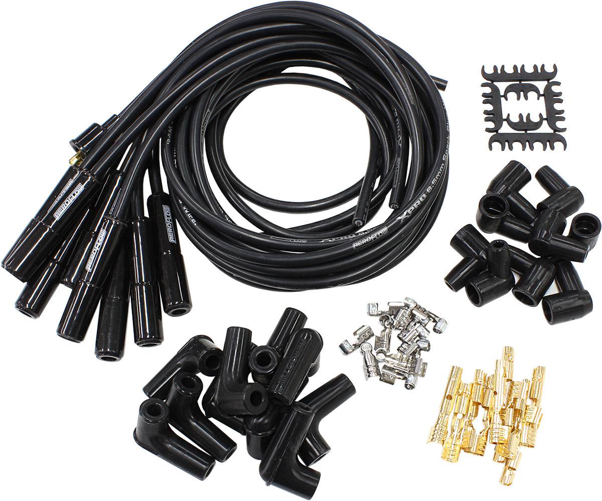 CERAMIC UNIV STRAIGHT LEAD SET BLACK STR PLUG ENDS STD HEI V8 Aeroflow - AF 4038-31193C