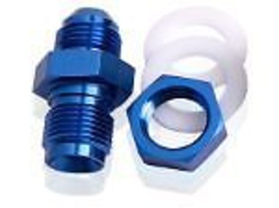 Aeroflow AF921-16 Fuel Cell Fitting -16AN Blue Fuel Cell Bulkhead Fitt