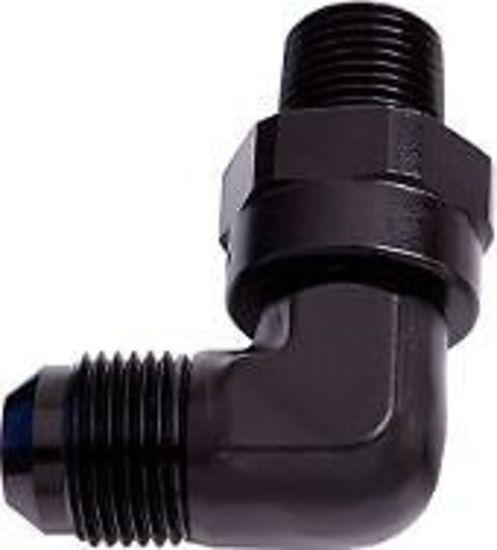 Aeroflow AF922-04-04BLK 90 Deg 1/4" NPT to -4AN Black Male Swivel Thread