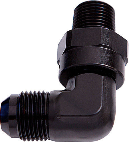 Aeroflow AF922-06-04BLK 90 Deg 1/4" NPT to -6AN Black Male Swivel Thread