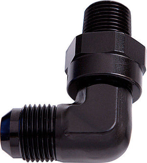 Aeroflow AF922-06-04BLK 90 Deg 1/4" NPT to -6AN Black Male Swivel Thread