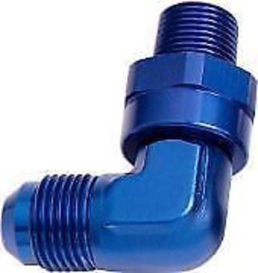 Aeroflow AF922-08-06 90 Deg 3/8" NPT to -8AN Blue Male Swivel Thread