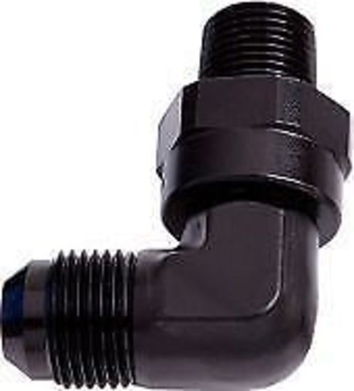 Aeroflow AF922-10-06BLK 90 Deg 3/8" NPT to -10AN Black Male Swivel Thread