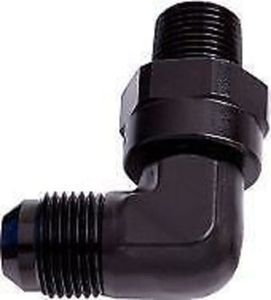 Aeroflow AF922-12-12BLK 90 Deg 3/4" NPT to -12AN Black Male Swivel Thread