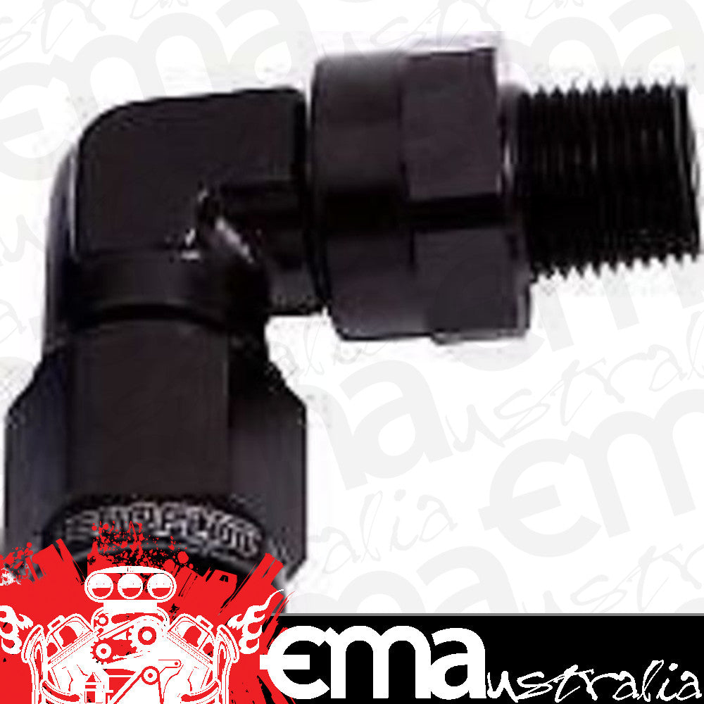 Aeroflow AF923-06-04BLK 90 Deg 1/4" NPT to -6AN Black Female Swivel Nut
