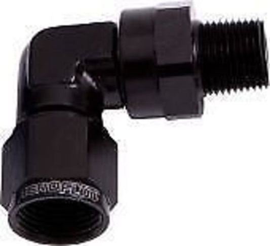 Aeroflow AF923-06-06BLK 90 Deg 3/8" NPT to -6AN Black Female Swivel Nut