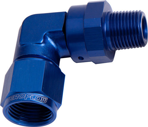 Aeroflow AF923-08-08 90 Deg 1/2" NPT to -8AN Blue Female Swivel Nut
