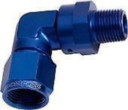 Aeroflow AF923-10-06 90 Deg 3/8" NPT to -10AN Blue Female Swivel Nut
