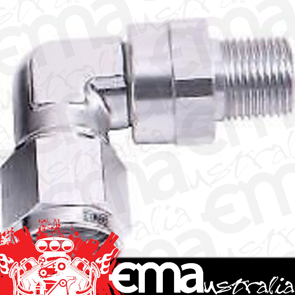 Aeroflow AF923-12-08S 90 Deg 1/2" NPT to -12AN Silver Female Swivel Nut