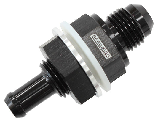 Aeroflow AF927-06-06BLK -6AN Bulkhead Fitting with 3/8Barb For Push On Hose