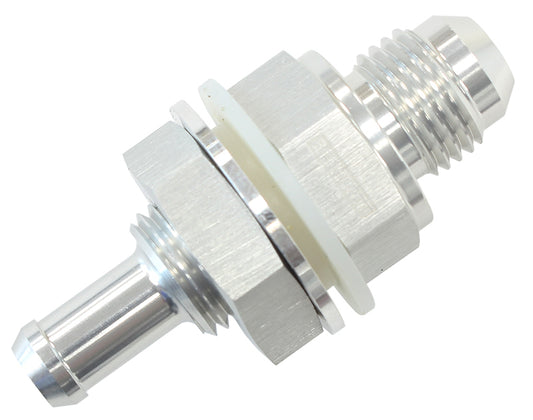Aeroflow AF927-06-06S -6AN Bulkhead Fitting with 3/8Barb For Push On Hose