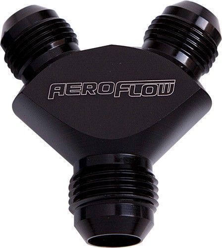 Aeroflow AF930-06-04BLK Y Block -6AN Out -4AN In Black 1x -6AN Out 2x -4AN In