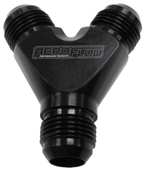 Aeroflow AF930-08-06BLK Y Block -8AN In -6AN Out Black 1x -8AN In 2x -6AN Out