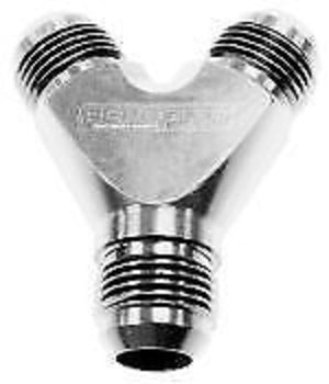 Aeroflow AF930-10-08S Y Block -10AN Out -8AN In Silver 1x -10AN 2x -8An