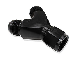 Aeroflow AF931-08-06BLK Y Piece -8 Swivel Nut 2x -6AN Black
