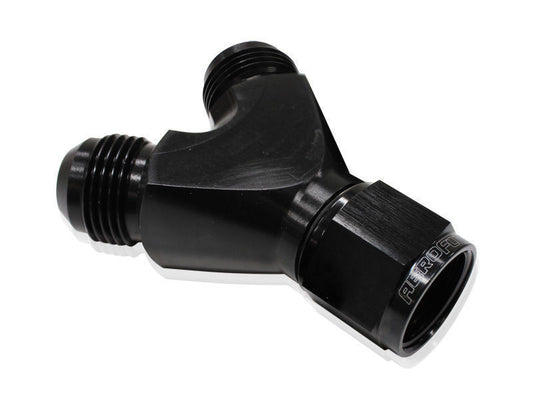 Aeroflow AF931-10-08BLK Y Piece -10 Swivel Nut 2x -8AN Black