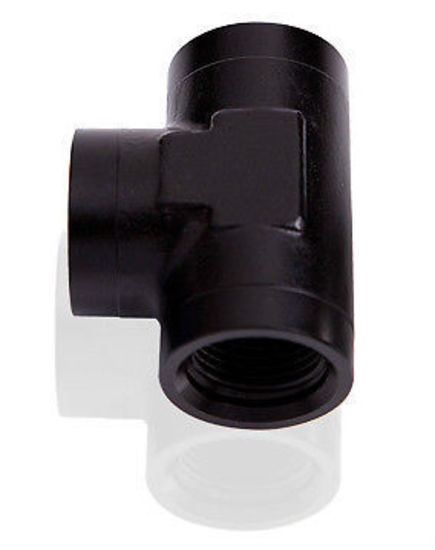Aeroflow AF938-08BLK Female Tee -8 ORB Black 3x -8 ORB Port S