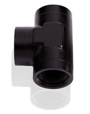 Aeroflow AF938-08BLK Female Tee -8 ORB Black 3x -8 ORB Port S