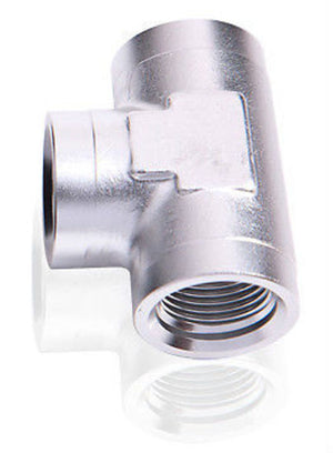 Aeroflow AF938-08S Female Tee -8 ORB Silver 3x -8 ORB Port S
