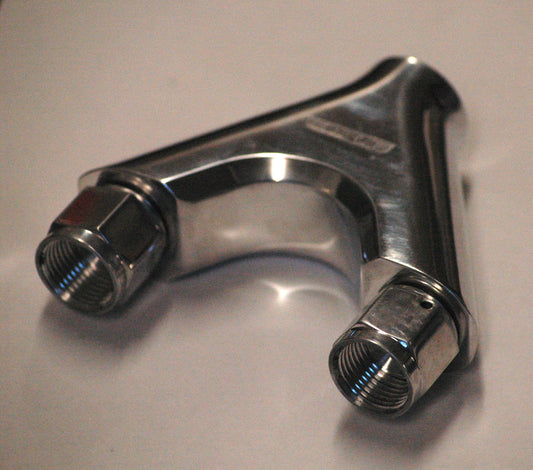 Aeroflow AF939-08-10P Billet Y-Piece 2x -8AN Female to 1x -10ORB Polished