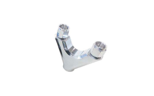 Aeroflow AF939-08-10S Billet Y-Piece 2x -8AN Female to 1x -10ORB Silver