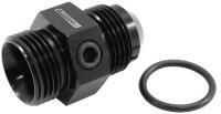 Aeroflow AF944-12BLK  -12ORB to -12AN with Three 1/8" Ports on Hex Black Finish Includes 3 1/8" NPT Plugs
