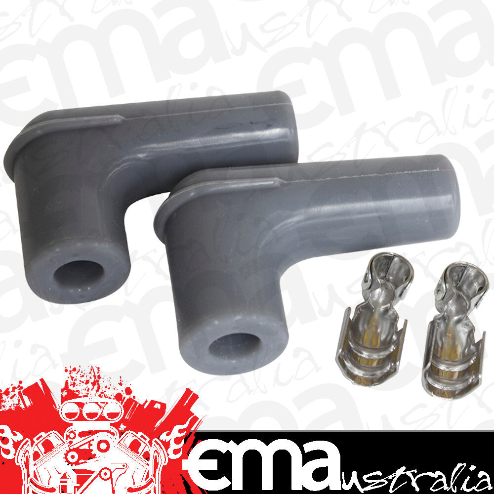 Aeroflow AF4530-3311 Spark Plug Boots & Terminals 90 Deg 2 Boots Terminals Grey