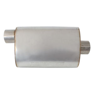 Aeroflow AF5501-350 5500 Series Stainless Steel 3-1/2" Offset/Center Muffler 3-1/2" Inlet and Outlets 13.75" Length 9.45" Width 5.3" Height