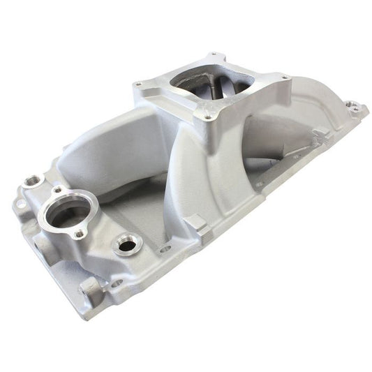 Aeroflow AF6010-1002 BB Chev Hi-Rise Single Plane Intake Manifold, Natural Cast Finish 3500 - 7500 RPM, Non-EGR