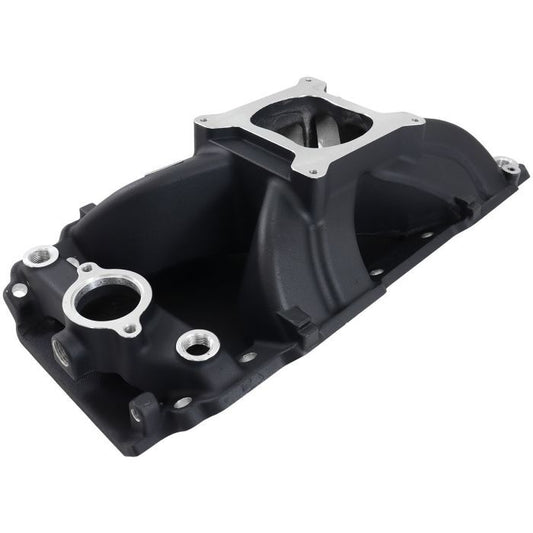 Aeroflow AF6210-1002 BB Chev Hi-Rise Single Plane Intake Manifold, Black Finish 3500 - 7500 RPM Non-EGR