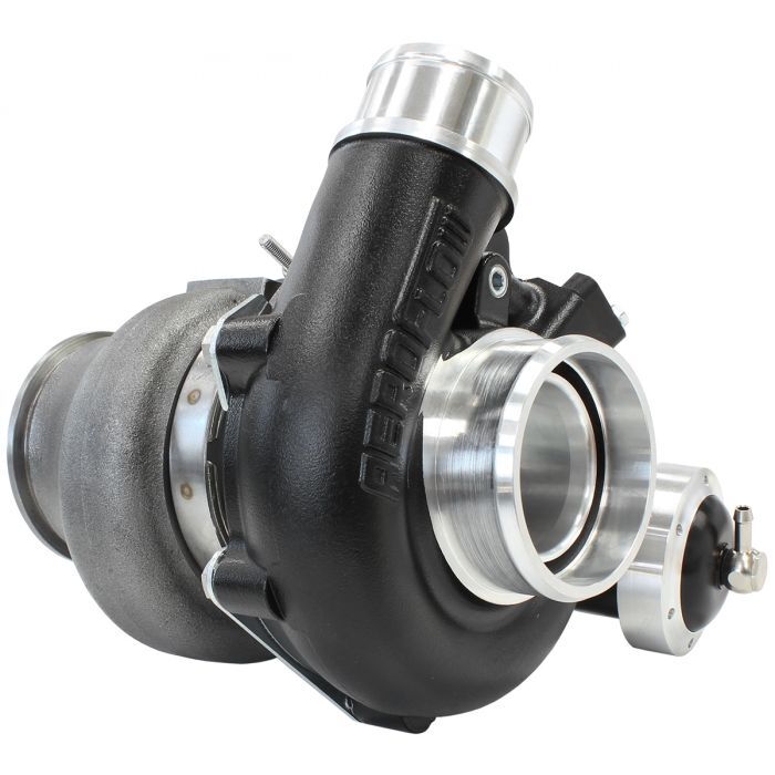 Aeroflow Performance AF8005-2013BLK BOOSTED 4849 .72 Turbocharger 550HP, Hi Temp Black Finish Internal Wastegate, V-Band Inlet & Exhaust Flanges