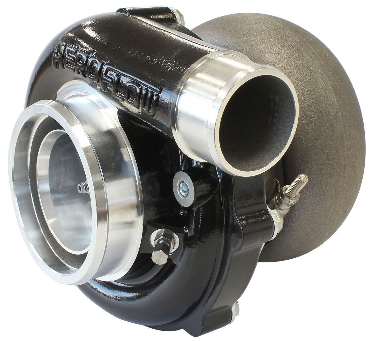 Aeroflow AF8005-3058BLK BOOSTED 6255 1.21 Turbocharger 900HP, Hi Temp Black Finish External Wastegate, V-Band Inlet & Exhaust Flanges