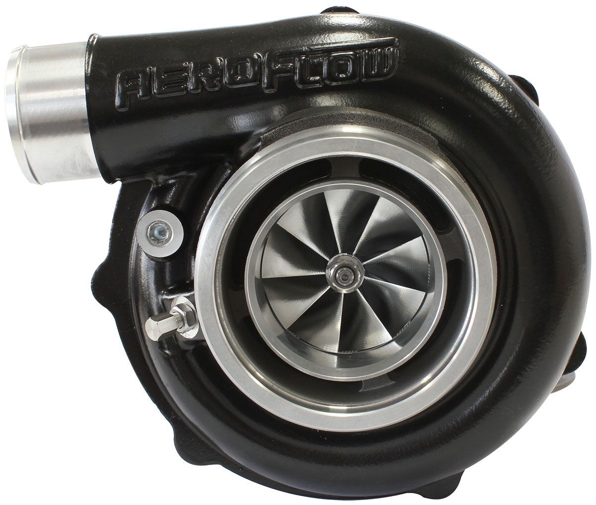Aeroflow AF8005-3166BLK BOOSTED 6262 1.21 Reverse Rotation Turbocharger 900HP, Hi Temp Black Finish External Wastegate, V-Band Inlet & Exhaust Flanges