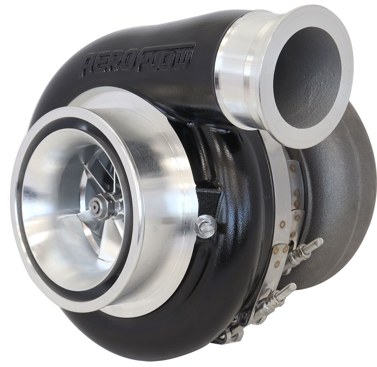 Aeroflow AF8005-6003BLK BOOSTED 8888 V-Band 1.31 Turbocharger 1250HP, External Wastegate, V-Band Single Entry Inlet Flange, V-Band Exhaust Flange