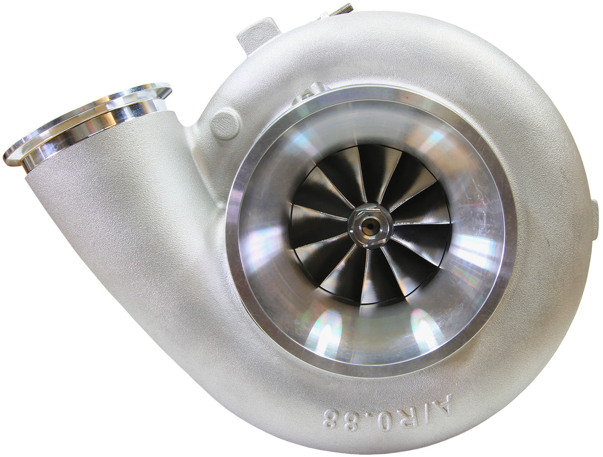 BOOSTED 94103 1.24 Turbocharger 1000-2500HP Rating - Natural Cast Finish (External Wastegate, T6 Inlet Flange, V-Band Exhaust Flange)