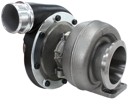 BOOSTED 6973 .91 Turbocharger 500-950HP Rating - Hi Temp Black Finish (External Wastegate, T4 Twin Entry Inlet Flange, V-Band Exhaust Flange)