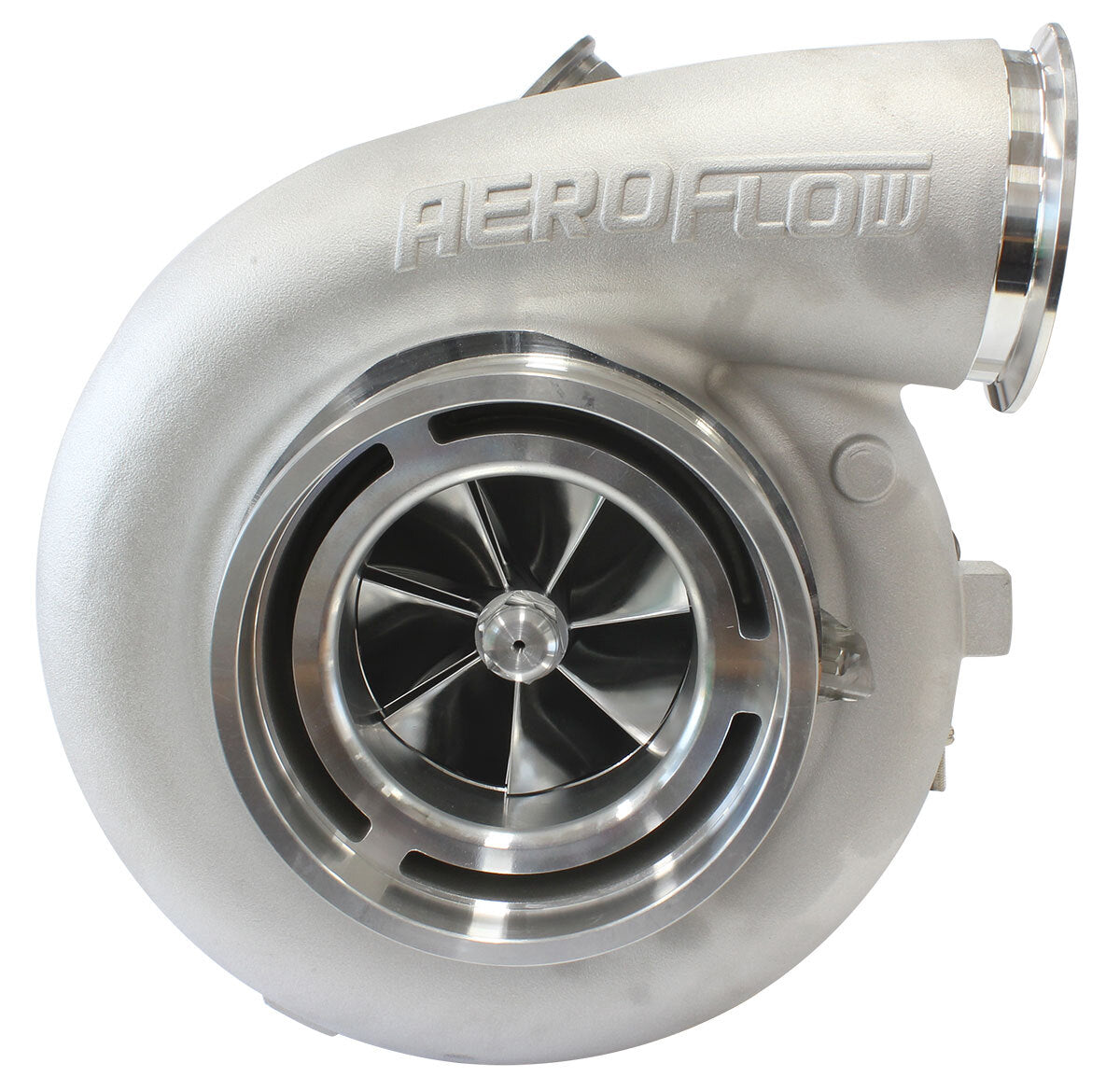 BOOSTED 94102 V-Band 1.22 Turbocharger 2500HP, Natural Cast Finish (External Wastegate, V-Band Inlet & Exhaust Flanges)