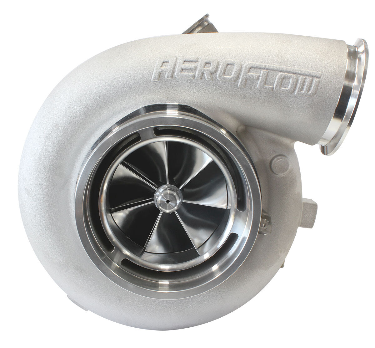 BOOSTED 106102 V-Band 1.22 Turbocharger 2500HP, Natural Cast Finish (External Wastegate, V-Band Inlet & Exhaust Flanges)