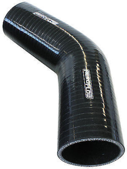 Aeroflow AF9202-250-225 Silicone Hose Reducer 45 Deg; Black I.D 2.50-2.25" 63-57mm 5.3mm 140mm L AF9202-250-225