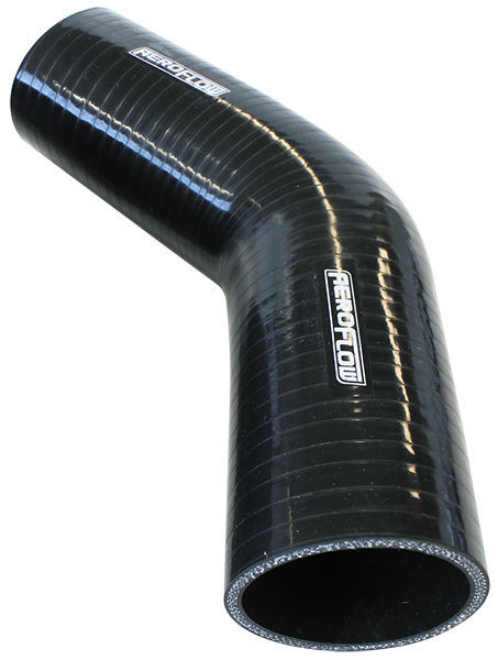 Aeroflow AF9202-275-250 Silicone Hose Reducer 45 Deg; Black I.D 2.75-2.50" 70-63mm 5.3mm 140mm L AF9202-275-250