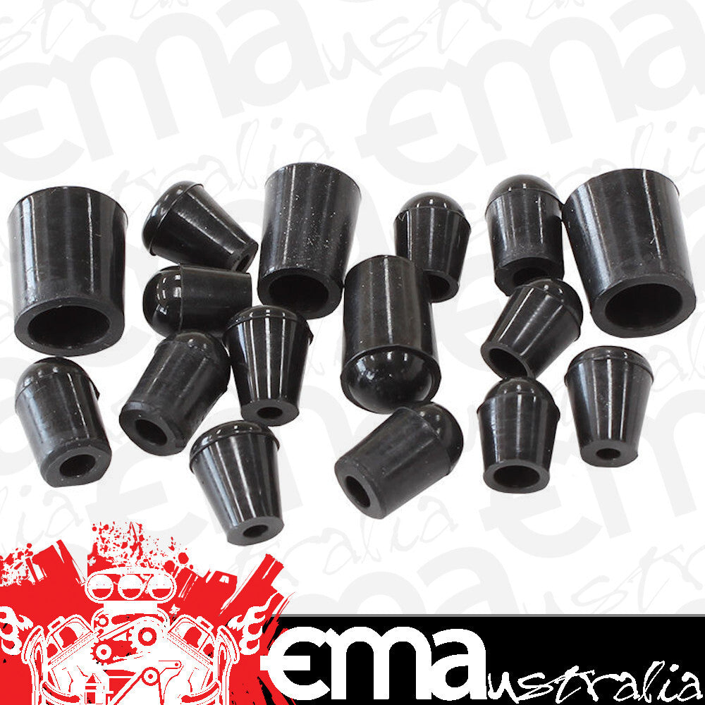 Aeroflow AF9291-016-01 Vac Blank Off Plugs (16) Black4x1/8" 3/16" 1/4" 2x5/16" &3/8