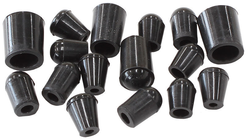 Aeroflow AF9291-016-01 Vac Blank Off Plugs (16) Black4x1/8" 3/16" 1/4" 2x5/16" &3/8